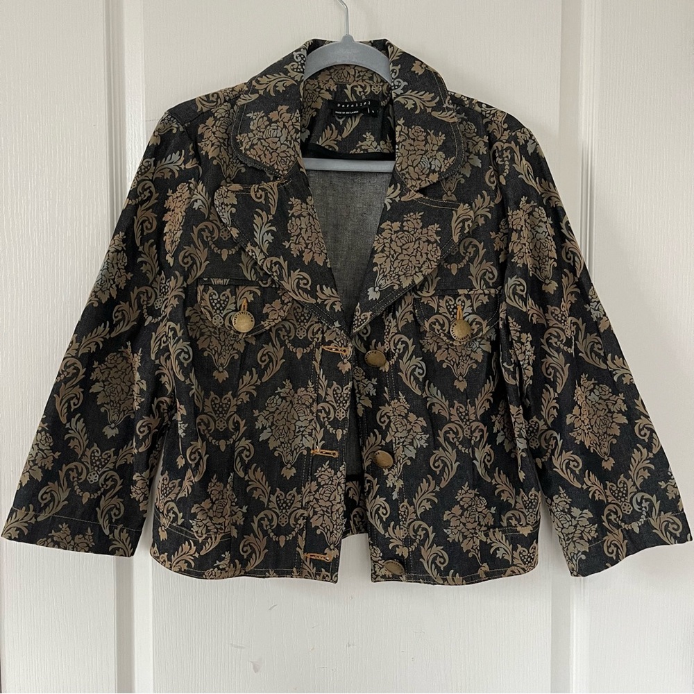 Parallel Paisley Bohemian Jean Button Jacket